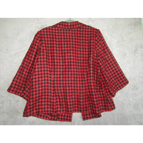 Lane Bryant Red Black Glitter Houndstooth Blazer Jacket Women’s 20 3/4 Sleeve - Picture 2 of 9